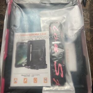 Black and Pink iPad 8th generation Case with Strap